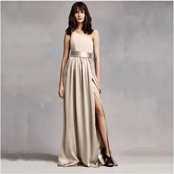 White by Vera Wang Bridesmaid Dress One Shoulder - Picture 2 of 7